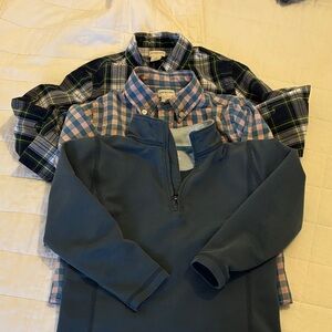 Crewcuts bundle 2 Plaid Shirts and 1/4 zip long sleeve